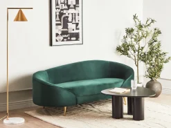 Beliani 3-Istuttava Sohva Sametti Smaragdinvihrea Savar Online