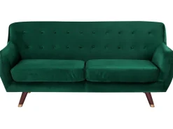 Beliani 3-Istuttava Sohva Sametti Smaragdinvihrea Bodo Discount