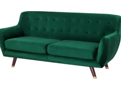 Beliani 3-Istuttava Sohva Sametti Smaragdinvihrea Bodo Discount