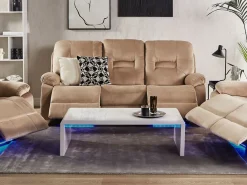 Beliani 3-Istuttava Sohva Sametti Sahkosaadettava Hiekanruskea Bergen Best Sale