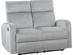 Beliani 2-Istuttava Sohva Sametti Sahkosaadettava Vaaleanharmaa Verdal Outlet