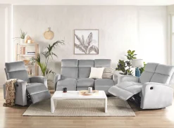 Beliani 3-Istuttava Sohva Sametti Saadettava Vaaleanharmaa Verdal Fashion