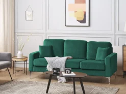 Beliani 3-Istuttava Sohva Sametti Smaragdinvihrea Gavle Cheap