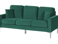 Beliani 3-Istuttava Sohva Sametti Smaragdinvihrea Gavle Cheap