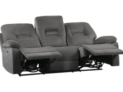 Beliani 3-Istuttava Sohva Sametti Sahkosaadettava Tummanharmaa Bergen Best