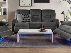 Beliani 3-Istuttava Sohva Sametti Sahkosaadettava Tummanharmaa Bergen Best