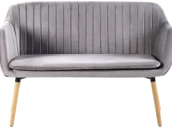 Beliani 2-Istuttava Sohva Sametti Vaaleanharmaa Taby Sale