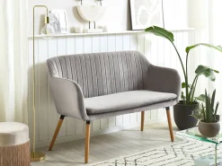 Beliani 2-Istuttava Sohva Sametti Vaaleanharmaa Taby Sale