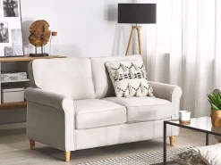 Beliani 2-Istuttava Sohva Sametti Vaalea Beige Ronneby Store