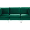 Beliani 3-Istuttava Sohva Sametti Vihrea Evja Hot