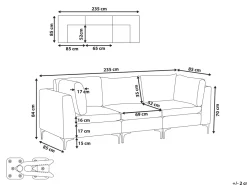 Beliani 3-Istuttava Sohva Sametti Vihrea Evja Hot