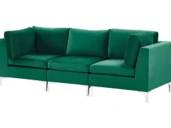 Beliani 3-Istuttava Sohva Sametti Vihrea Evja Hot