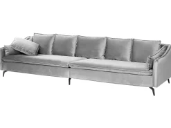 Beliani 4-Istuttava Sohva Sametti Vaaleanharmaa Aure Flash Sale