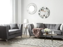 Beliani 3-Istuttava Sohva Samettinen Harmaa Gaula Clearance