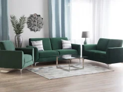 Beliani 3-Istuttava Sohva Samettinen Vihrea Fenes Outlet