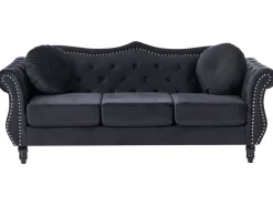 Beliani 3-Istuttava Sohva Samettinen Musta Skien Cheap