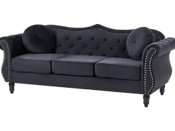 Beliani 3-Istuttava Sohva Samettinen Musta Skien Cheap