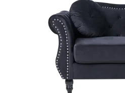 Beliani 3-Istuttava Sohva Samettinen Musta Skien Cheap