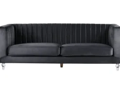 Beliani 3-Istuttava Sohva Samettinen Musta Arvika Flash Sale