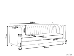 Beliani 3-Istuttava Sohva Samettinen Musta Arvika Flash Sale