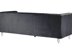 Beliani 3-Istuttava Sohva Samettinen Musta Arvika Flash Sale