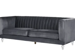 Beliani 3-Istuttava Sohva Samettinen Tummanharmaa Arvika Best Sale