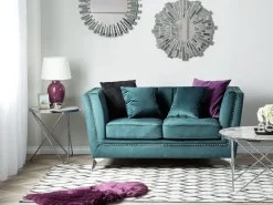 Beliani 2-Istuttava Sohva Samettinen Sinivihrea Gaula Cheap
