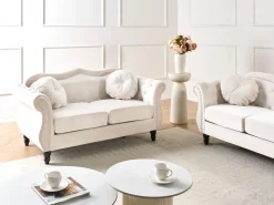 Beliani 2-Istuttava Sohva Samettinen Beige Skien Discount