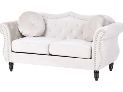 Beliani 2-Istuttava Sohva Samettinen Beige Skien Discount