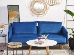 Beliani 3-Istuttava Sohva Samettinen Laivastonsininen Maura Clearance