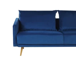 Beliani 3-Istuttava Sohva Samettinen Laivastonsininen Maura Clearance