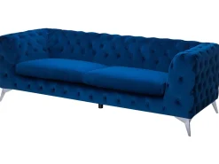 Beliani 3-Istuttava Sohva Samettinen Sininen Sotra Best Sale