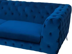 Beliani 3-Istuttava Sohva Samettinen Sininen Sotra Best Sale