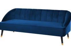 Beliani 3-Istuttava Sohva Samettinen Laivastonsininen Alsvag Hot
