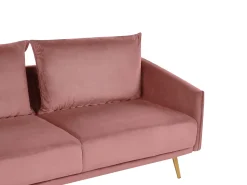 Beliani 3-Istuttava Sohva Samettinen Vaaleanpunainen Maura Cheap