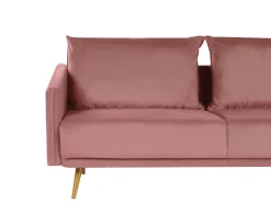 Beliani 3-Istuttava Sohva Samettinen Vaaleanpunainen Maura Cheap