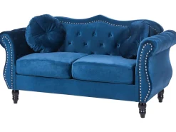 Beliani 2-Istuttava Sohva Samettinen Sininen Skien Discount