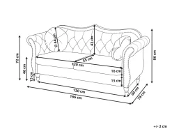 Beliani 2-Istuttava Sohva Samettinen Sininen Skien Discount
