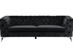 Beliani 3-Istuttava Sohva Samettinen Musta Sotra Shop