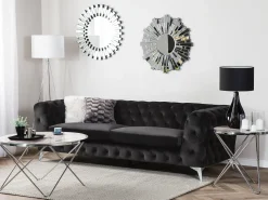 Beliani 3-Istuttava Sohva Samettinen Musta Sotra Shop