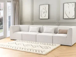 Beliani 4-Istuttava Sohva Vakosametti Luonnonvalkoinen Lemvig Fashion