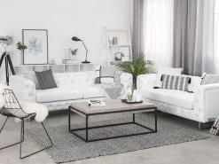 Beliani 3-Istuttava Sohva Valkoinen Vissland Fashion