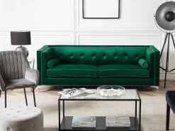 Beliani 3-Istuttava Sohva Vihrea Avaldsenes New