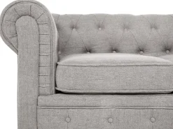 Beliani 4-Istuttava Sohvaryhma Kangas Vaaleanharmaa Chesterfield New