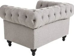 Beliani 4-Istuttava Sohvaryhma Kangas Vaaleanharmaa Chesterfield New