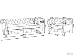 Beliani 4-Istuttava Sohvaryhma Kangas Vaaleanharmaa Chesterfield New