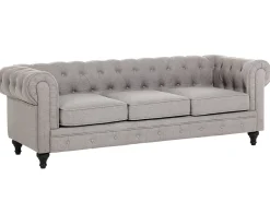 Beliani 4-Istuttava Sohvaryhma Kangas Vaaleanharmaa Chesterfield New