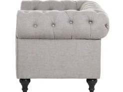 Beliani 4-Istuttava Sohvaryhma Kangas Vaaleanharmaa Chesterfield New