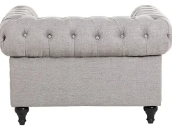 Beliani 4-Istuttava Sohvaryhma Kangas Vaaleanharmaa Chesterfield New