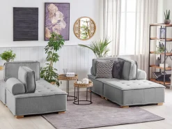 Beliani 4-Istuttava Sohvaryhma Kangas Harmaa Tibro Discount